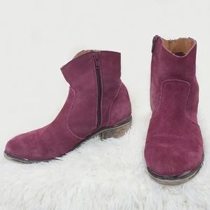 Anthro Mtng Original Burgundy Suede Booties Sz. 7